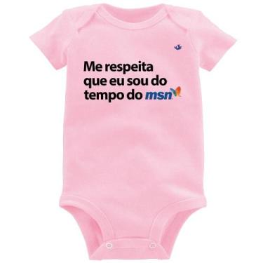 Imagem de Body Bebê Me respeita que eu sou da época do msn - Foca na Moda, Rosa 