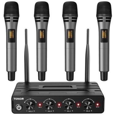 Imagem de Sistema de Microfone Sem Fio TONOR UHF 4x10 Canais - Alcance de 200m