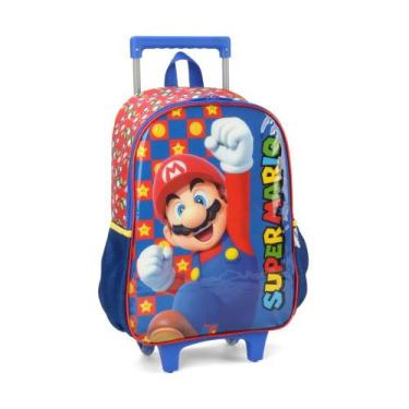 Imagem de Mochila De Rodinhas Escolar Infantil Super Mario Luxcel, Vermelho
