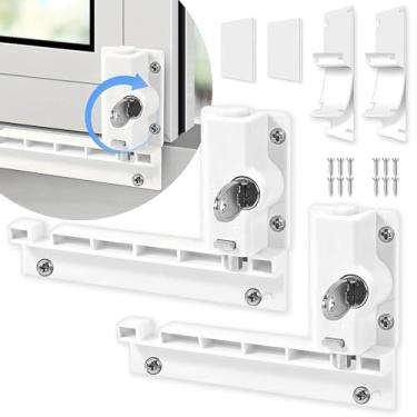 Imagem de Fechadura de porta de vidro deslizante de pátio atualizada 2025 com chave, kit universal de trava de janela, serve para trava de segurança superior para portas deslizantes e janelas; ou trava de trava