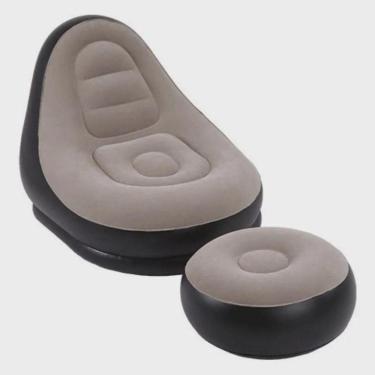 Imagem de Sofa Poltrona Inflavel Com Puff Cor Cinza