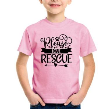 Imagem de Camiseta Infantil Please Love Rescue - Foca na Moda, Rosa bebê, 8