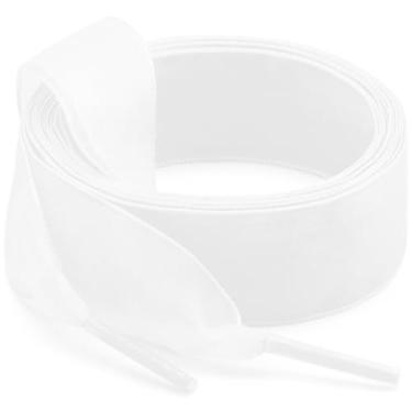 Imagem de WEGOODZF Cadarços de sapato de fita de cetim: cadarços de fio de neve planos de 2 cm para mulheres - 2 pares, 01 Branco, 51.18"Inch (130CM)