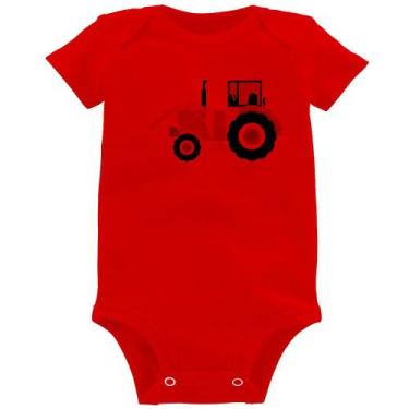 Imagem de Body Bebê Trator Pá Carregadeira Amarelo - Foca na Moda, Vermelho, P