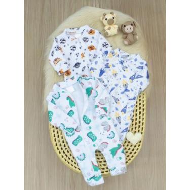 Imagem de Kit 3 Macacao para bebe Cores Sortidas Menino em Soft dia a dia confor