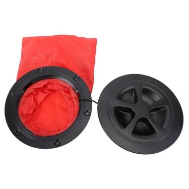 Imagem de Tampa do Convés do Barco, Placa de Deck de Hatch Redonda de 6 Polegadas Com Bolsa Impermeável Vermelha, Tampa de Escotilha de Inspeção de Abdominais para o Iate de Caiaque Marítimo