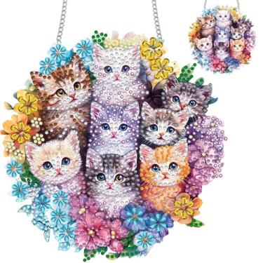 Imagem de Zariocy Kits de enfeites de arte de diamante para pendurar para adultos – Pingente especial de cristal dupla face, pintura de diamante de animais faça você mesmo, pingentes de acrílico para janela,