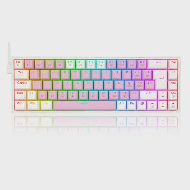 Imagem de Teclado mecanico gamer castor rgb switch blue redragon K631PW-RGB rosa com branco