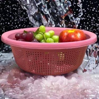 Imagem de Escorredor Multiuso Lava Tudo Redondo 25cm Cod 7001 - Pra vc, Rosa