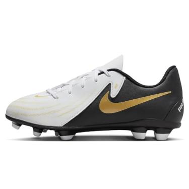 Imagem de Nike Chuteiras de futebol Jr. Phantom GX 2 Club pequenas/grandes MG de cano baixo (FJ2600-100, branco/preto-MTLC Moeda de ouro), Moeda de ouro branco/preto-mtlc, 1 Big Kid