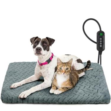 Imagem de GASUR Cama aquecida para cães, almofada de aquecimento impermeável para gatos com temporizador ajustável, cama elétrica para animais de estimação aquecida interna para gatos e cães, desligamento