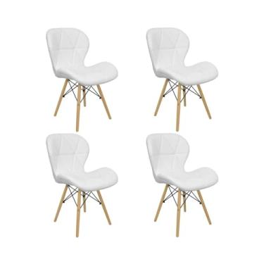 Imagem de Cadeira Estofada Eiffel Slim Wood Pés de Madeira (4, Branco, 4)