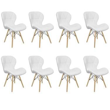 Imagem de Cadeira Estofada Eiffel Slim Wood Pés de Madeira (8, Branco, 8)