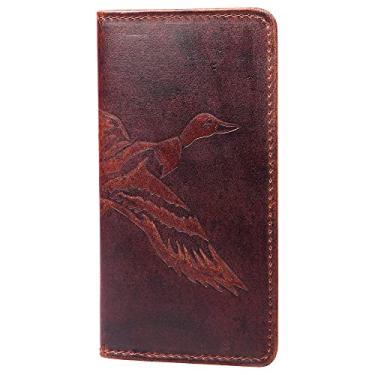 Imagem de Carteira longa de couro de pato para homens – Estampa Mallard, Marrom Bourbon, 6.75" x 3.5" x 0.5"