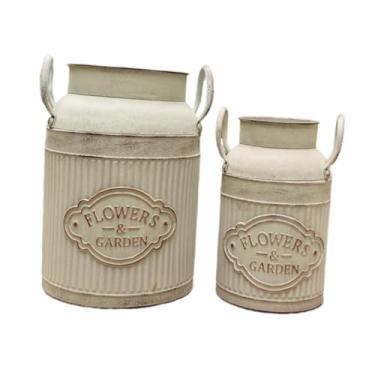 Imagem de WeiLaiKeQi 2 peças de jarra rústica de flores, jarra, vaso de fazenda, boho decorativo para flores artificiais para cozinha, escritório, sala de estar,