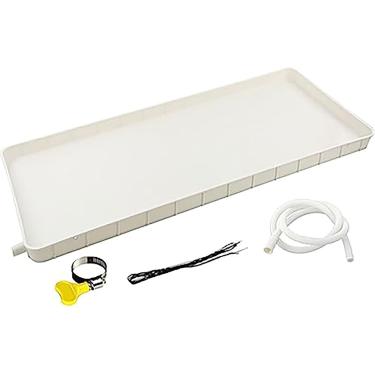 Imagem de Kit de bandeja de drenagem de ar condicionado, bandeja de drenagem de aço inoxidável para unidade externa de ar condicionado, kit de drenagem de ar condicionado de janela universal com tubo