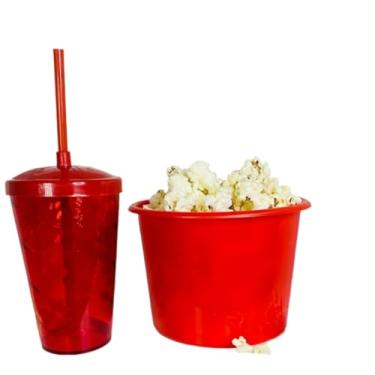 Imagem de Kit Cinema 50 balde 1,5L Pipoca + 50 copos Twister Colorido 400ml (VERMELHO)