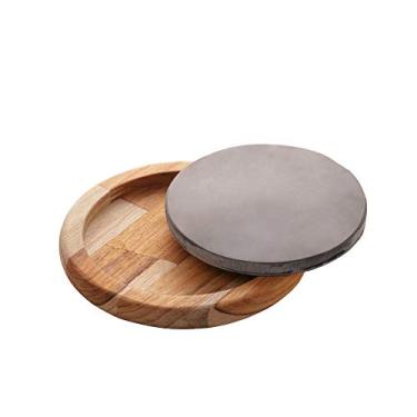 Imagem de TÁBUA MADEIRA REDONDA COM PEDRA ARDÓSIA TECA 15x2cm