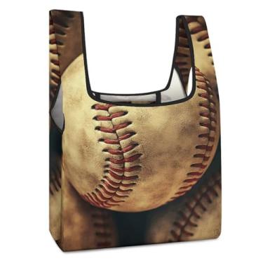 Imagem de WYUSPGK Bolsa de compras dobrável, sacola dobrável vintage de beisebol retrô americana, bolsa de compras leve, bolsa de compras espaçosa, bolsa leve, estilo, tamanho único