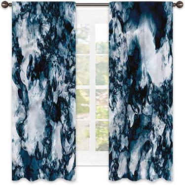 Imagem de Cortinas blecaute de mármore para quarto - Cortinas escurecidas com isolamento térmico para sala de estar, L 132 x C 213 cm