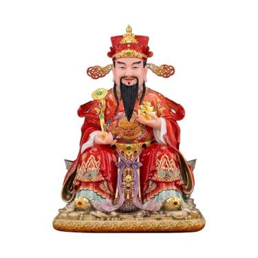 Imagem de Estátua de Feng Shui O Deus da Riqueza Adora Deuses em Casa para Ganhar Dinheiro Decorações de Escritório Wenshen em Mármore Branco Decoração de Buda(Grande)