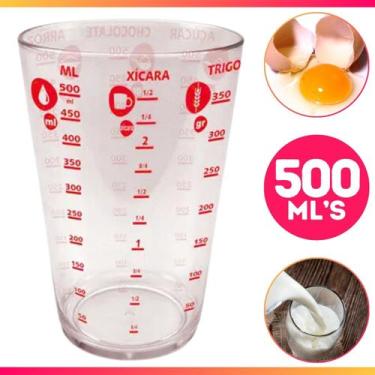 Imagem de Copo Medidor Dosador Graduado Plástico 500 Ml Para Receitas - Uninjet