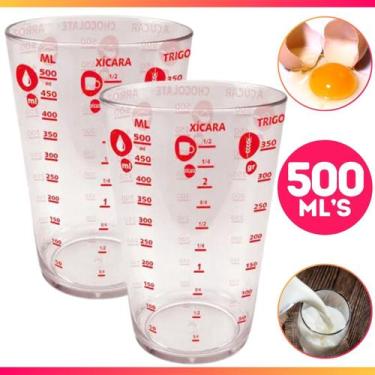 Imagem de Kit 2 Copo Medidor Dosador Graduado Plástico 500 Ml Para Receitas - Un