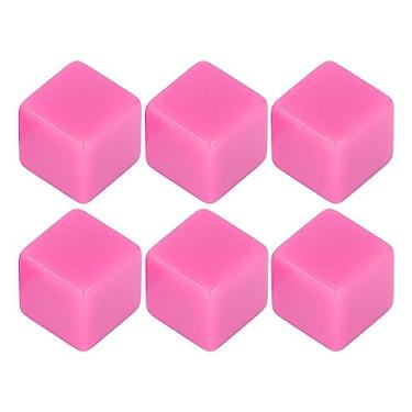 Imagem de Dice Conjunto 6pcs ângulo reto de ângulo plástico cubos hexaédricos para jogos de tabuleiro de artesanato de bricolage (Róseo)