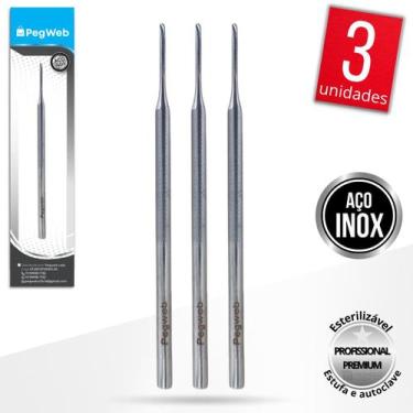Imagem de Kit c/ 3 Goiva 206 Remoção Unha Encravada Podologia Pegweb, Inox