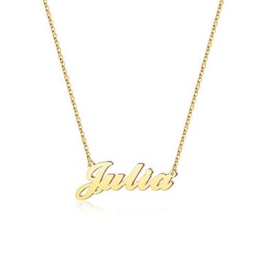 Imagem de Hidepoo Colar com nome personalizado – Colar com pingente de nome personalizado de aço inoxidável, corrente delicada com nome de letra, joias personalizadas, presentes para mulheres e meninas, Metal