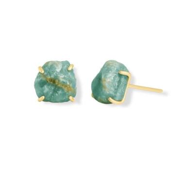Imagem de Brinco Tarraxa Ônix Azul - Cristal Natural, Banho Ouro 18k
