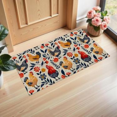Imagem de Ti Caldi Tapete de porta interior rústico e floral, 75 × 43 cm, tecido não tecido bem-vindo, capachos coloridos para entrada, cozinha, quarto, tapete antiderrapante não tecido para decoração de casa