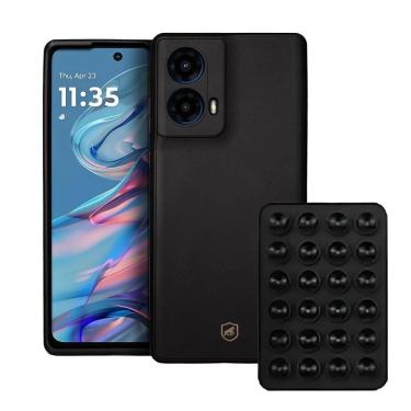 Imagem de Kit Capa Silicon Veloz para Moto G45 +  Ventosa - Preta