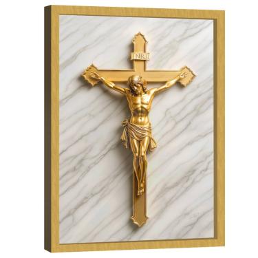 Imagem de Quadro Decorativo Jesus na Cruz Dourado
