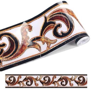 Imagem de Papel de parede com borda de 500 cm, papel de parede de imitação de azulejos de cerâmica, decoração de parede retrô para chão, banheiro, sala de estar, restaurante