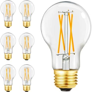 Imagem de Lâmpadas LED Edison vintage A19 60 watts, lâmpadas de filamento LED reguláveis E26, luz do dia branca 5000K, lâmpadas incandescentes 6W iguais a 60W, 600LM, AC120V, A19 com 90 CRI, COCODI-6 pacote (6W