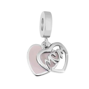 Imagem de BlingNuts Pingente de coração rosa para mãe, compatível com pulseiras Pandora, presente amor, mãe, esposa, aniversário, dia das mães, aniversário, dia dos namorados