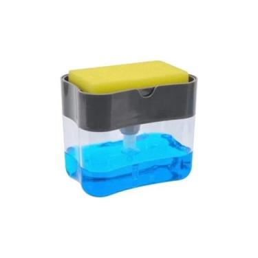 Imagem de Dispensador de sabão com máquina de lavar louça, esponja de fibra, coz