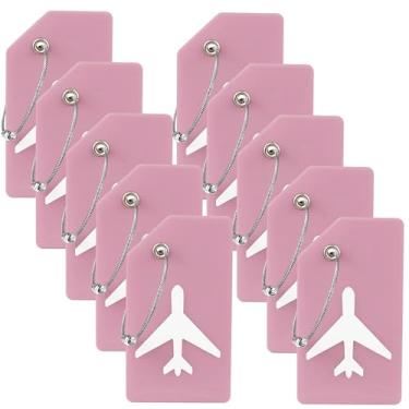 Imagem de Pacote com 10 etiquetas de silicone para bagagem, bolsa escolar, mala de mão, etiqueta de instrumento da Gostwo (rosa)