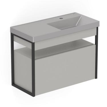 Imagem de Gabinete com Lavatório 80cm X 60cm de 2 Gavetas Flow Stone