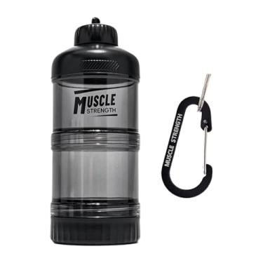 Imagem de Baoblaze Recipiente de proteína em pó com tampa superior, dispensador de proteína empilhável multiuso, recipiente de alimentos para esportes, fitness e escola, Preto