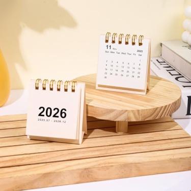 Imagem de Mini calendário de mesa 2025-2026, pequenos calendários de mesa com adesivos para escritório em casa, escola