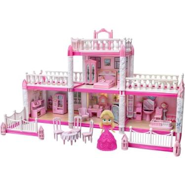 Imagem de Casa Casinha de Boneca Castelinho Princesa Brinquedo Infantil 16 Móveis