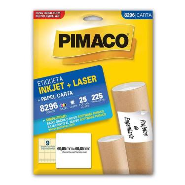Imagem de Etiqueta inkjet/laser carta 8296 c/ 25 fls Pimaco