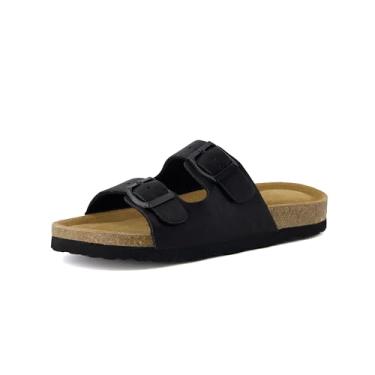 Imagem de CUSHIONAIRE Sandália infantil Lane JR com palmilha de cortiça + conforto, Preto, 4 Big Kid