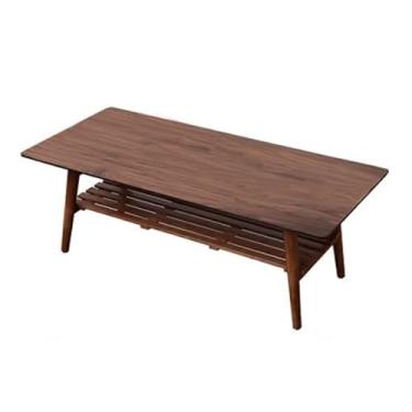 Imagem de Mesa de centro de design simples, pernas de mesa central, móveis móveis de nogueira oval, mesa de centro de madeira com sala de armazenamento, mesa lateral minimalista para sala de estar (tamanho