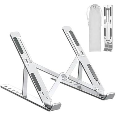 Imagem de Suporte De Notebook De Alumínio 6 Ângulos Ajustável De Alumínio Dobrável E Ergonômico Compatível Com Macbook Ipad Hp Dell Lenovo e Outras Marcas Entre 10 e 17 Polegadas PREMIUM