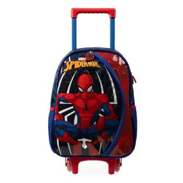 Imagem de Mochila de Rodinha Infantil Masculina Homem Aranha Azul - Bagaggio, U
