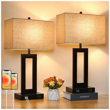 Imagem de Luminária de Mesa Contemporânea Clássico em Metal, TOBUSA T0344 BK 27, Preto