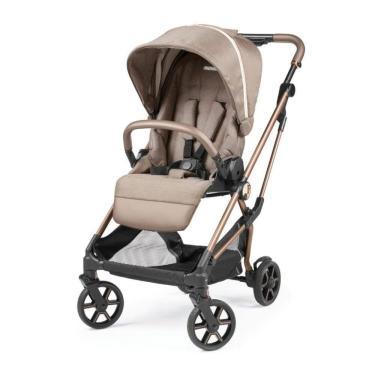 Imagem de Carrinho de Bebê com Armazenamento Embaixo, Assento Confortável e Reclinável, Peg Perego Vivace, Bege e Rosa